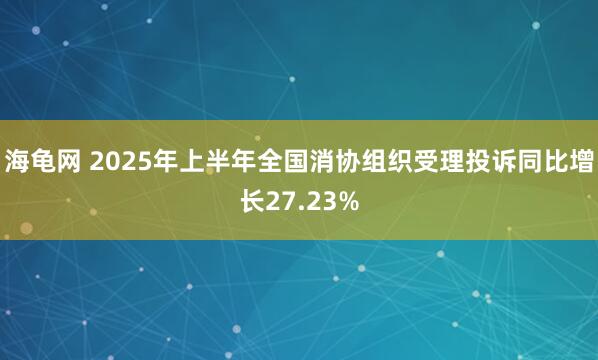 海龟网 2025年上半年全国消协组织受理投诉同比增长27.23%