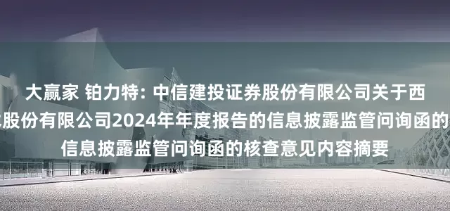 大赢家 铂力特: 中信建投证券股份有限公司关于西安铂力特增材技术股份有限公司2024年年度报告的信息披露监管问询函的核查意见内容摘要